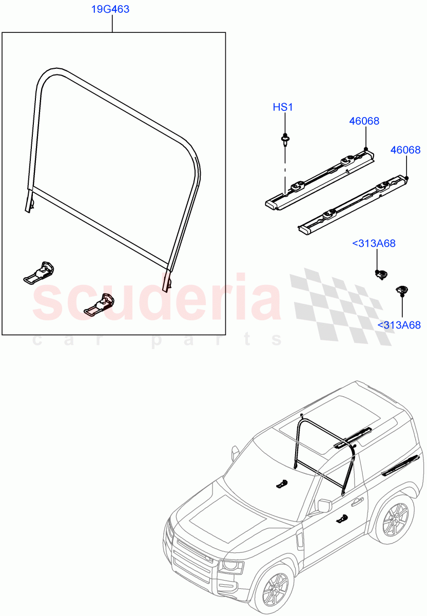 Load Compartment Trim (Cargo Retention, Floor) (Short Wheelbase, Version - LE, Version - Core, Version - First Edition, Version - X-Dynamic, Version - X) of Land Rover Land Rover Defender (2020+) [3.0 I6 Turbo Diesel AJ20D6]