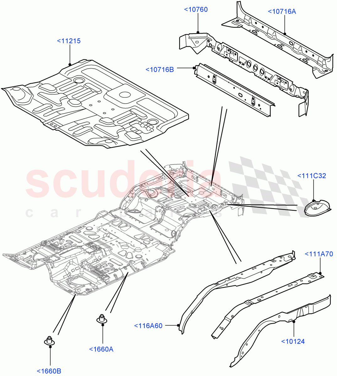 Floor Pan - Centre And Rear ((V) FROMAA000001) of Land Rover Land Rover Discovery 4 (2010-2016) [5.0 OHC SGDI NA V8 Petrol]