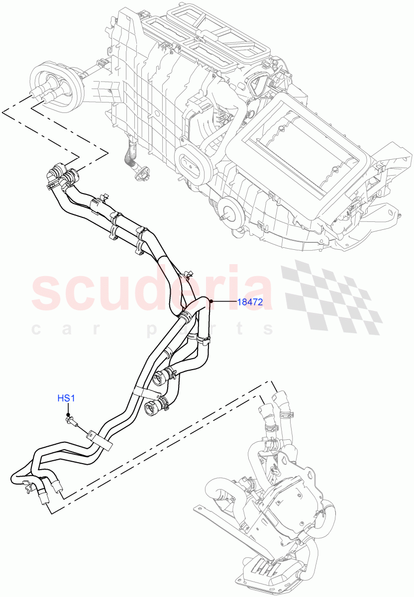Heater Hoses (2.0L I4 DSL MID DOHC AJ200, Electric Auxiliary Coolant Pump) of Land Rover Land Rover Range Rover Velar (2017+) [3.0 Diesel 24V DOHC TC]