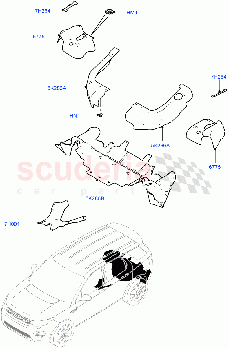 Splash And Heat Shields (Rear, Body) (Changsu (China)) ((V) FROMFG000001, (V) TOKG446857) of Land Rover Land Rover Discovery Sport (2015+) [1.5 I3 Turbo Petrol AJ20P3]