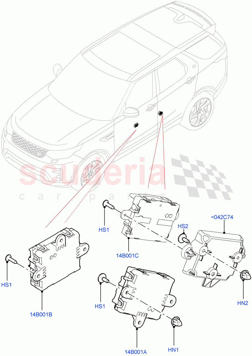 Vehicle Modules And Sensors (Nitra Plant Build, Door) ((V) FROMK2000001) of Land Rover Land Rover Discovery 5 (2017+) [3.0 I6 Turbo Petrol AJ20P6]