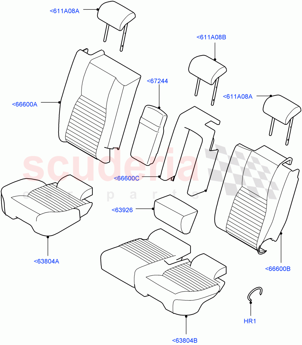 Rear Seat Covers (Windsor Leather, Changsu (China), 60/40 Load Through With Slide, With 60/40 Manual Fold Thru Rr Seat) ((V) FROMFG000001) of Land Rover Land Rover Discovery Sport (2015+) [2.0 Turbo Petrol GTDI]