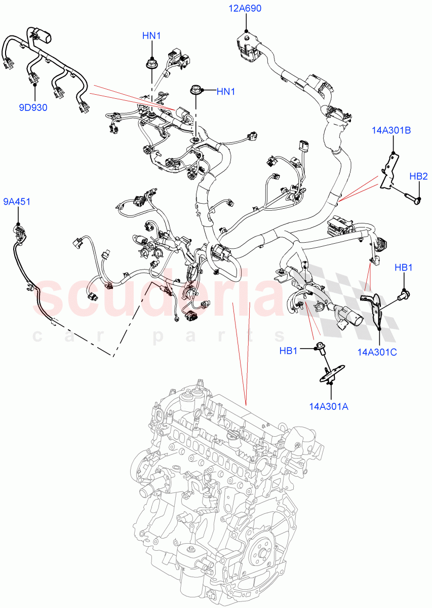 Electrical Wiring - Engine And Dash (Engine) (2.0L I4 High DOHC AJ200 Petrol, Changsu (China), 2.0L I4 Mid DOHC AJ200 Petrol) ((V) FROMHG379388) of Land Rover Land Rover Discovery Sport (2015+) [2.0 Turbo Diesel]