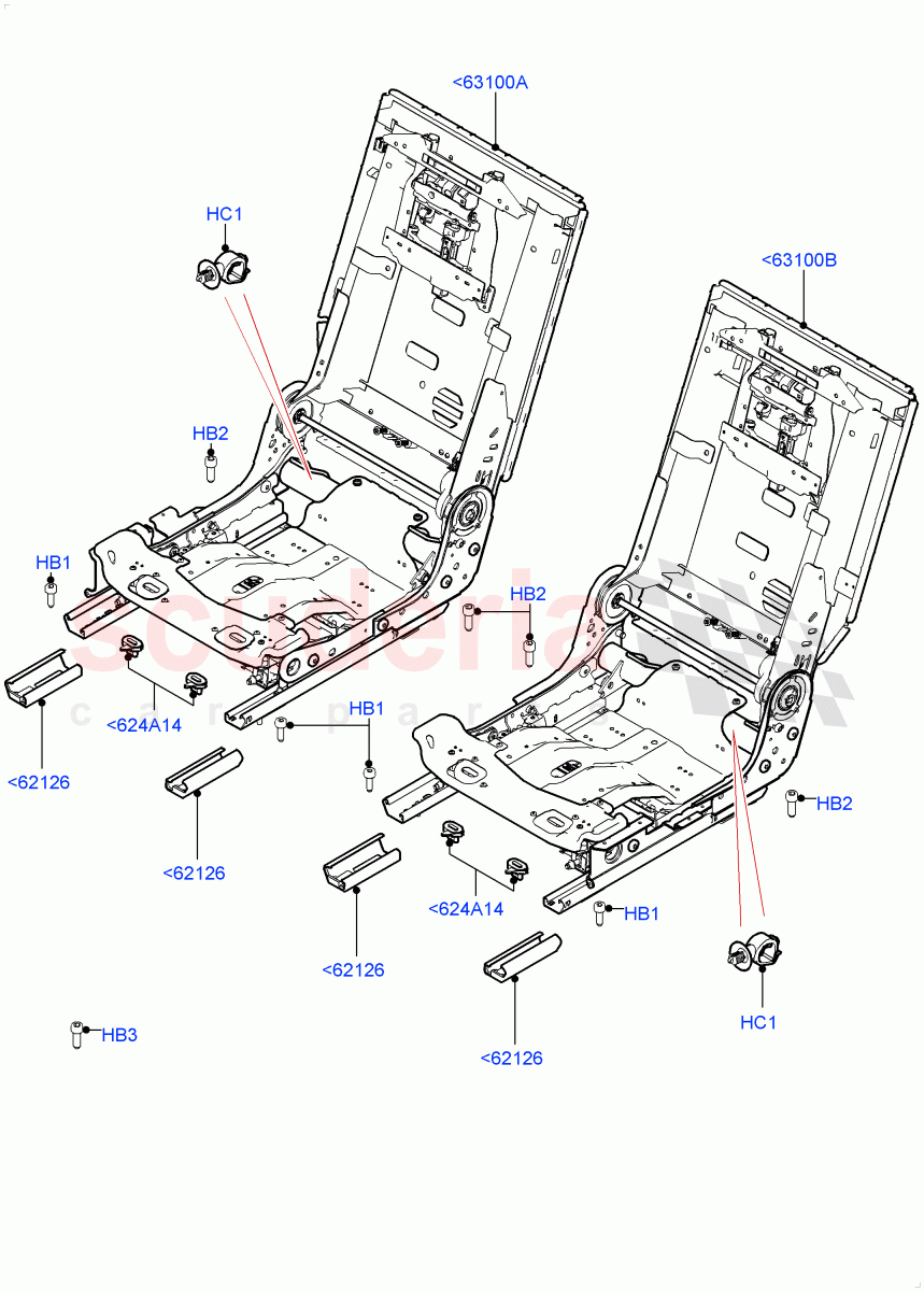 Rear Seat Base (With 40/40 Split Individual Rr Seat) ((V) TOHA999999) of Land Rover Land Rover Range Rover (2012-2021) [3.0 Diesel 24V DOHC TC]