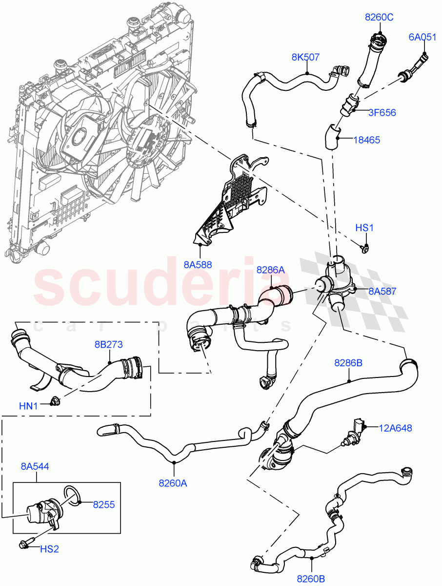 Thermostat/Housing & Related Parts (Solihull Plant Build) (3.0 V6 D Gen2 Mono Turbo, Immersion Heater - 700W / 110V, Active Tranmission Warming) ((V) FROMKA000001) of Land Rover Land Rover Discovery 5 (2017+) [3.0 Diesel 24V DOHC TC]