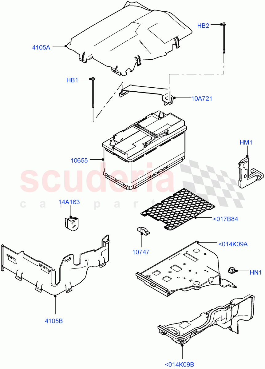 Battery And Mountings (RH) (LHD) ((V) FROMEA000001) of Land Rover Land Rover Discovery 4 (2010-2016) [5.0 OHC SGDI NA V8 Petrol]