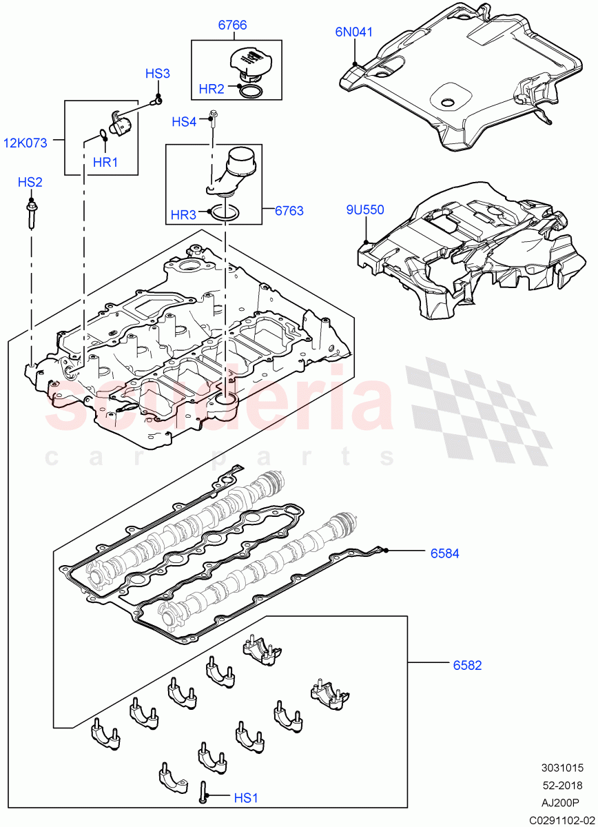 Cylinder Head Cover (Nitra Plant Build) (2.0L AJ200P Hi PHEV, 2.0L I4 High DOHC AJ200 Petrol) ((V) FROMK2000001) of Land Rover Land Rover Defender (2020+) [2.0 Turbo Petrol AJ200P]