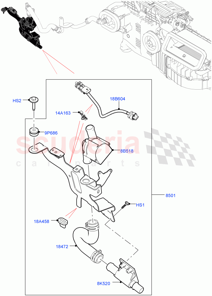 Auxiliary Circulation Coolant Pump (Solihull Plant Build) (3.0L DOHC GDI SC V6 PETROL, Electric Auxiliary Coolant Pump, 3.0 V6 D Gen2 Mono Turbo, 3.0 V6 D Low MT ROW) ((V) FROMJA000001) of Land Rover Land Rover Discovery 5 (2017+) [3.0 I6 Turbo Diesel AJ20D6]