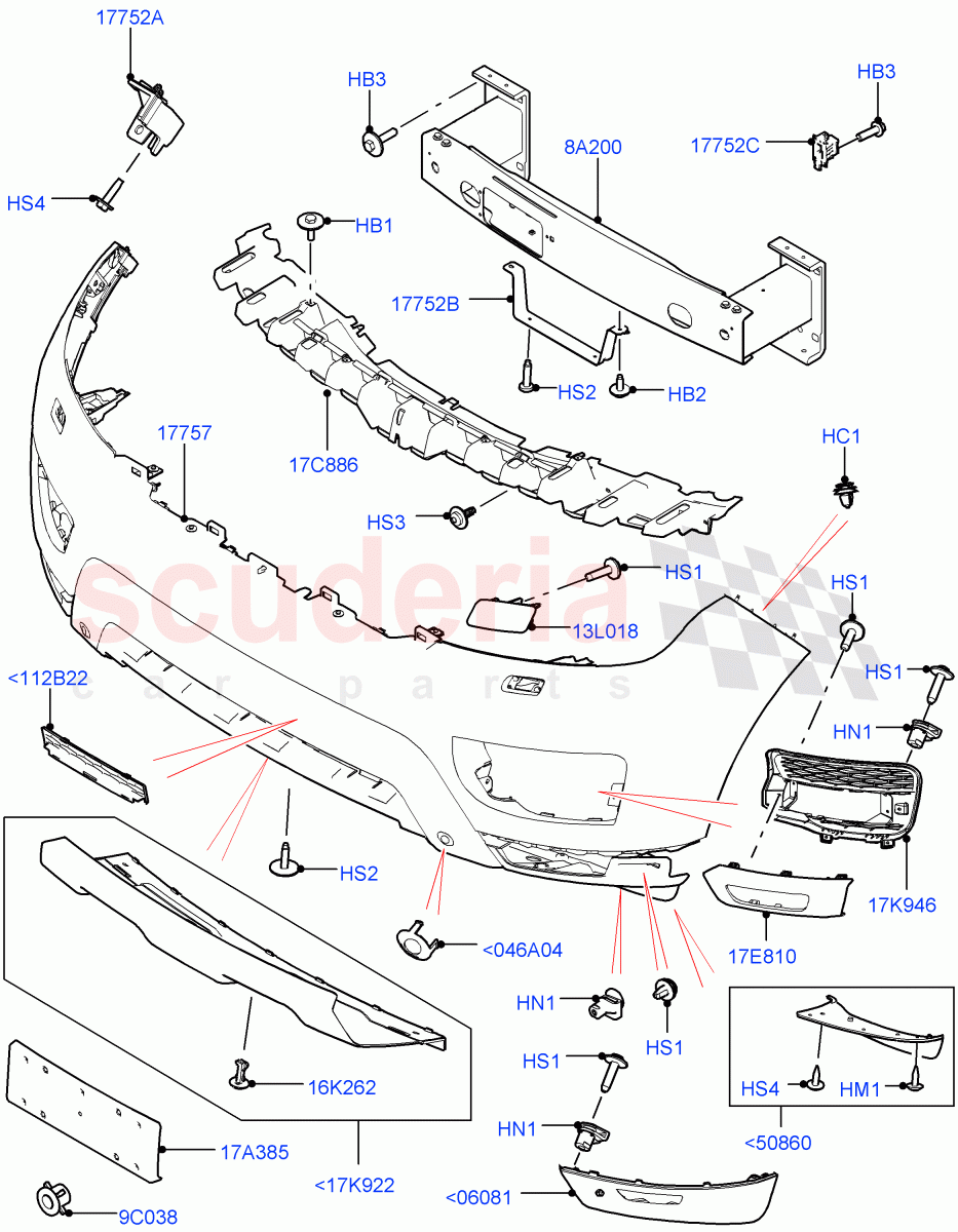 Radiator Grille And Front Bumper ((V) TOHA999999) of Land Rover Land Rover Range Rover Sport (2014+) [2.0 Turbo Diesel]