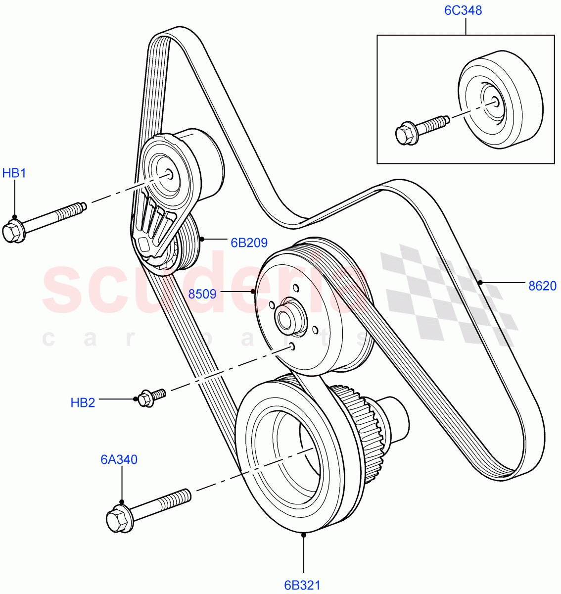 Pulleys And Drive Belts (Cologne V6 4.0 EFI (SOHC)) ((V) FROMAA000001) of Land Rover Land Rover Discovery 4 (2010-2016) [4.0 Petrol V6]