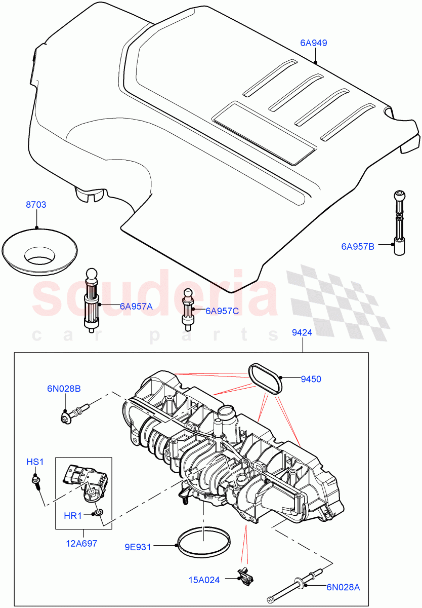 Inlet Manifold (2.0L AJ20P4 Petrol Mid PTA, Changsu (China)) of Land Rover Land Rover Range Rover Evoque (2019+) [2.0 Turbo Petrol AJ200P]