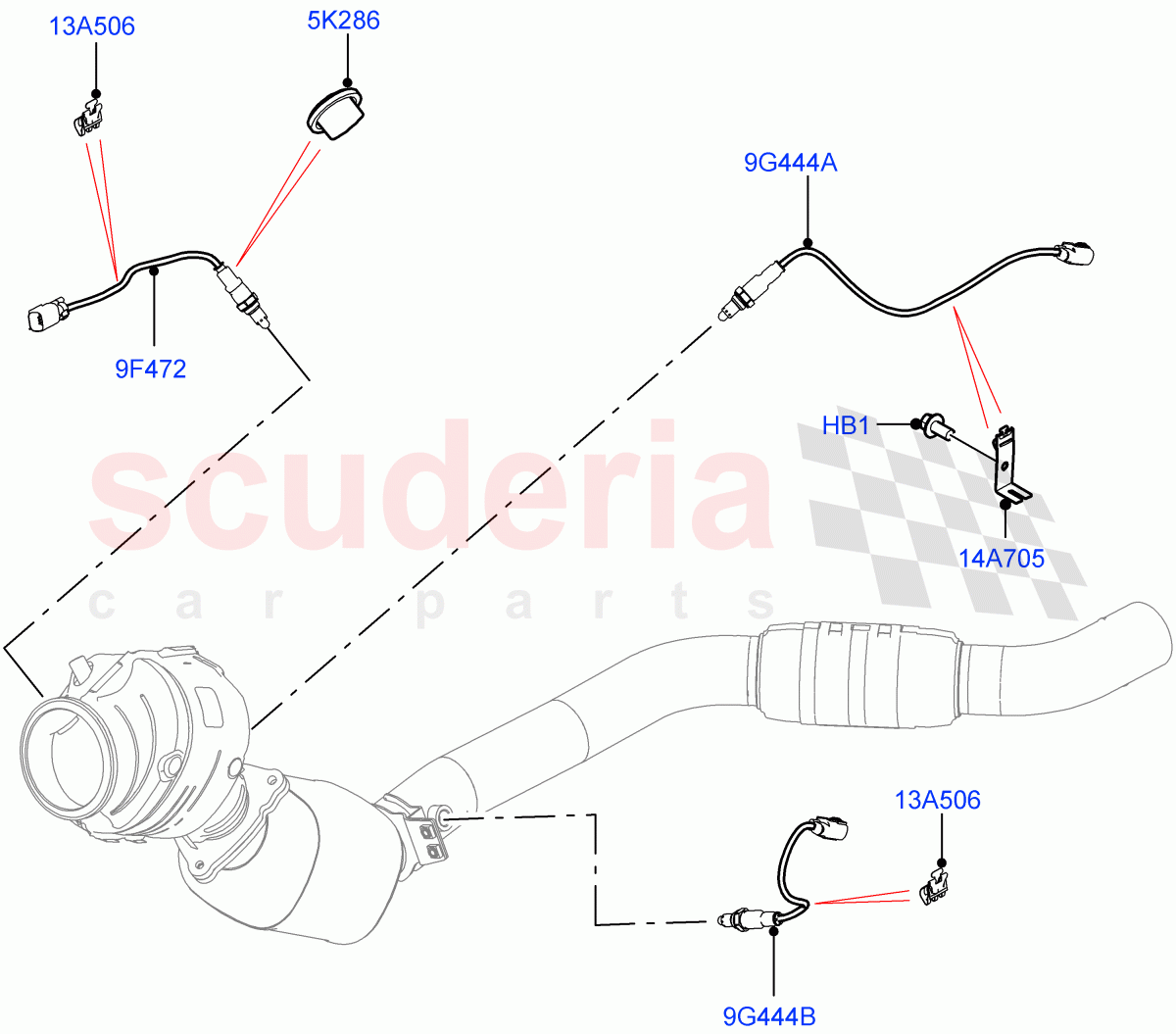 Exhaust Sensors And Modules (3.0L AJ20P6 Petrol High, SULEV Requirements, Proconve L6 Emissions, EU6 Emissions, Japan Requirements, Stage V European Emissions) ((V) FROMKA000001) of Land Rover Land Rover Range Rover (2012-2021) [3.0 I6 Turbo Petrol AJ20P6]