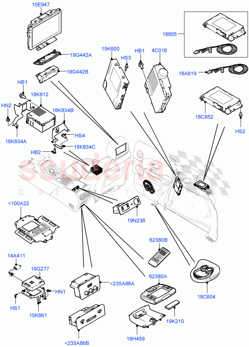 Family Entertainment System (Board Monitor) (Halewood (UK)) of Land Rover Land Rover Range Rover Evoque (2012-2018) [2.0 Turbo Petrol AJ200P]