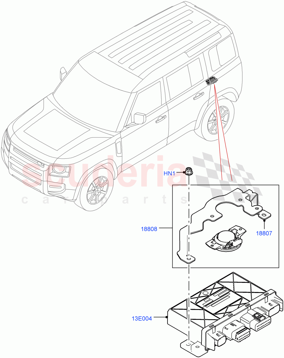 Vehicle Modules And Sensors (Tow Hitch Man Detachable Swan Neck, Tow Hitch Elec Deployable Swan Neck, Tow Hitch Receiver 12 Pin Elec, Tow Hitch Receiver NAS) of Land Rover Land Rover Defender (2020+) [2.0 Turbo Petrol AJ200P]