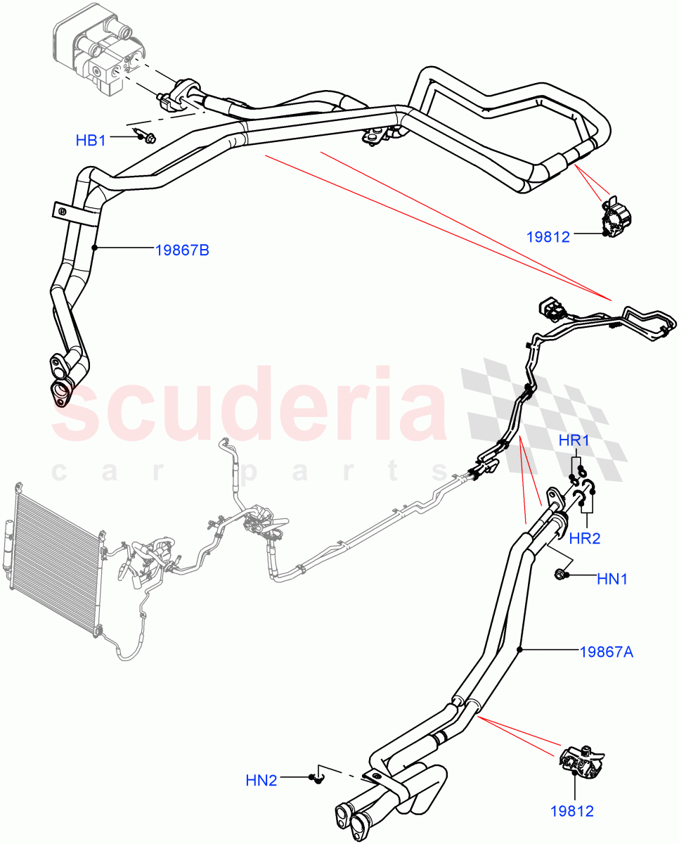 Air Conditioning Condensr/Compressr (Rear) (With Air Conditioning - Front/Rear, Electric Engine Battery-PHEV) ((V) FROMKA000001) of Land Rover Land Rover Range Rover (2012-2021) [3.0 DOHC GDI SC V6 Petrol]