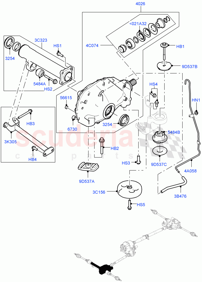 Front Axle Case (Solihull Plant Build) (3.0L DOHC GDI SC V6 PETROL, 2.0L I4 High DOHC AJ200 Petrol) ((V) FROMHA000001) of Land Rover Land Rover Discovery 5 (2017+) [3.0 I6 Turbo Diesel AJ20D6]