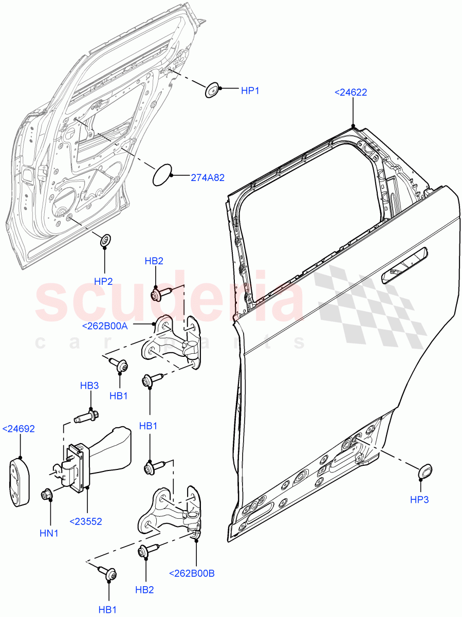 Rear Doors, Hinges & Weatherstrips (Door And Fixings) of Land Rover Land Rover Range Rover Velar (2017+) [3.0 DOHC GDI SC V6 Petrol]