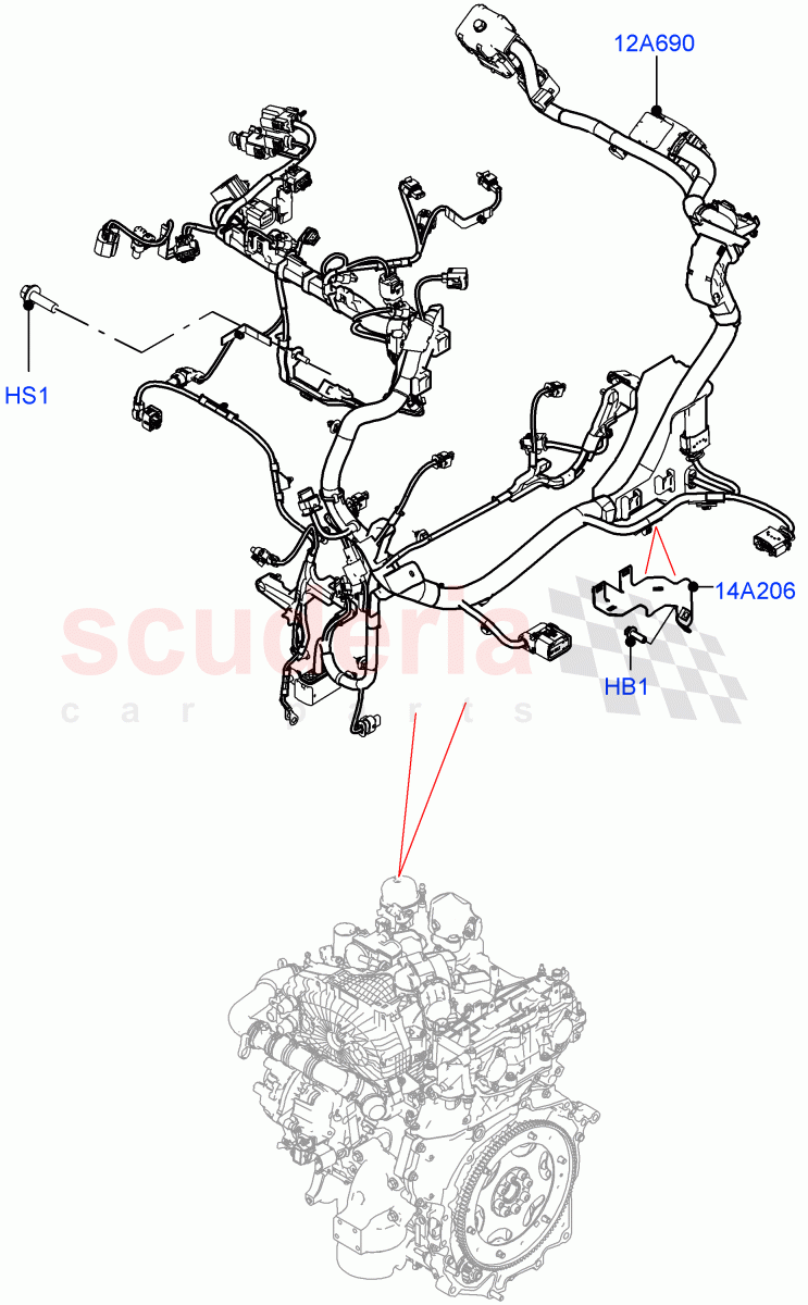 Engine Harness (1.5L AJ20P3 Petrol High PHEV, Changsu (China)) of Land Rover Land Rover Range Rover Evoque (2019+) [2.0 Turbo Diesel]
