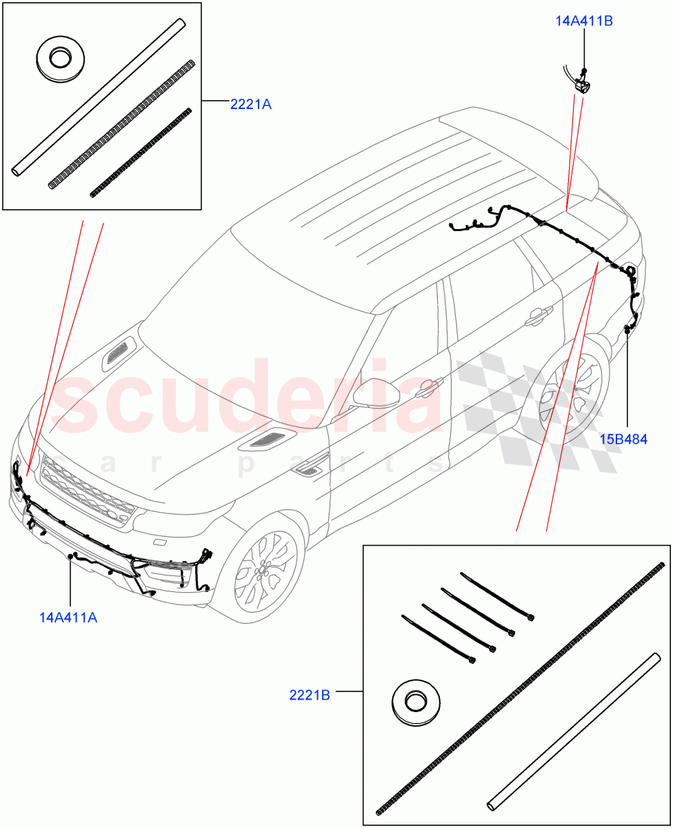 Electrical Wiring - Body And Rear (Bumper) (Version - Core, Non SVR) of Land Rover Land Rover Range Rover Sport (2014+) [3.0 I6 Turbo Diesel AJ20D6]