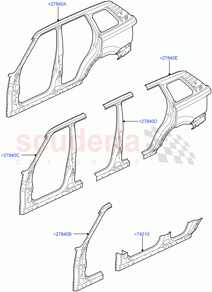 Side Panels - Outer (Cut Panels) ((V) TO9A999999) of Land Rover Land Rover Range Rover Sport (2005-2009) [4.4 AJ Petrol V8]