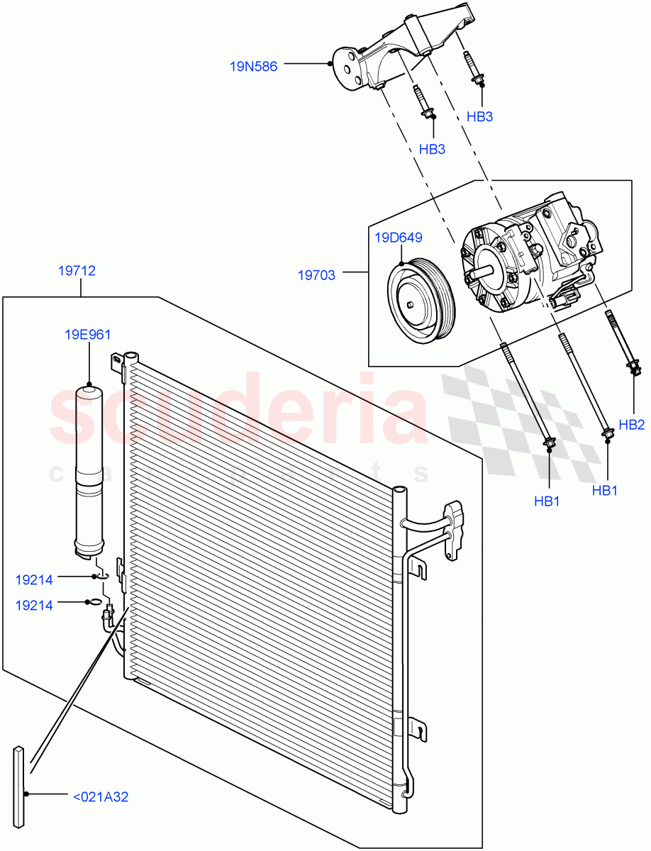 Air Conditioning Condensr/Compressr (AJ Petrol 4.4 V8 EFI (220KW), AJ Petrol 4.2 V8 Supercharged) ((V) TO9A999999) of Land Rover Land Rover Range Rover Sport (2005-2009) [4.2 Petrol V8 Supercharged]