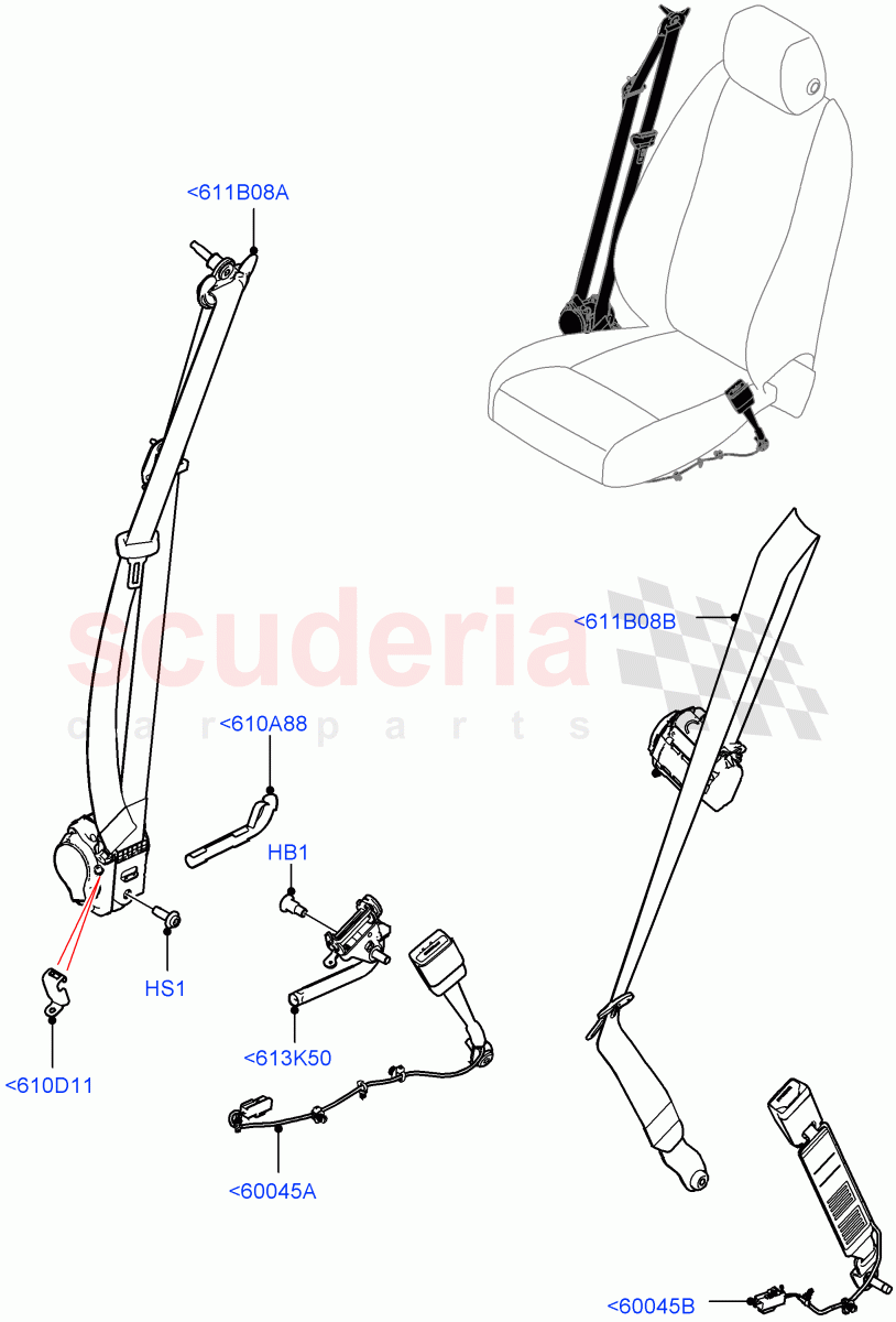 Front Seat Belts (Standard Wheelbase) of Land Rover Land Rover Defender (2020+) [2.0 Turbo Petrol AJ200P]