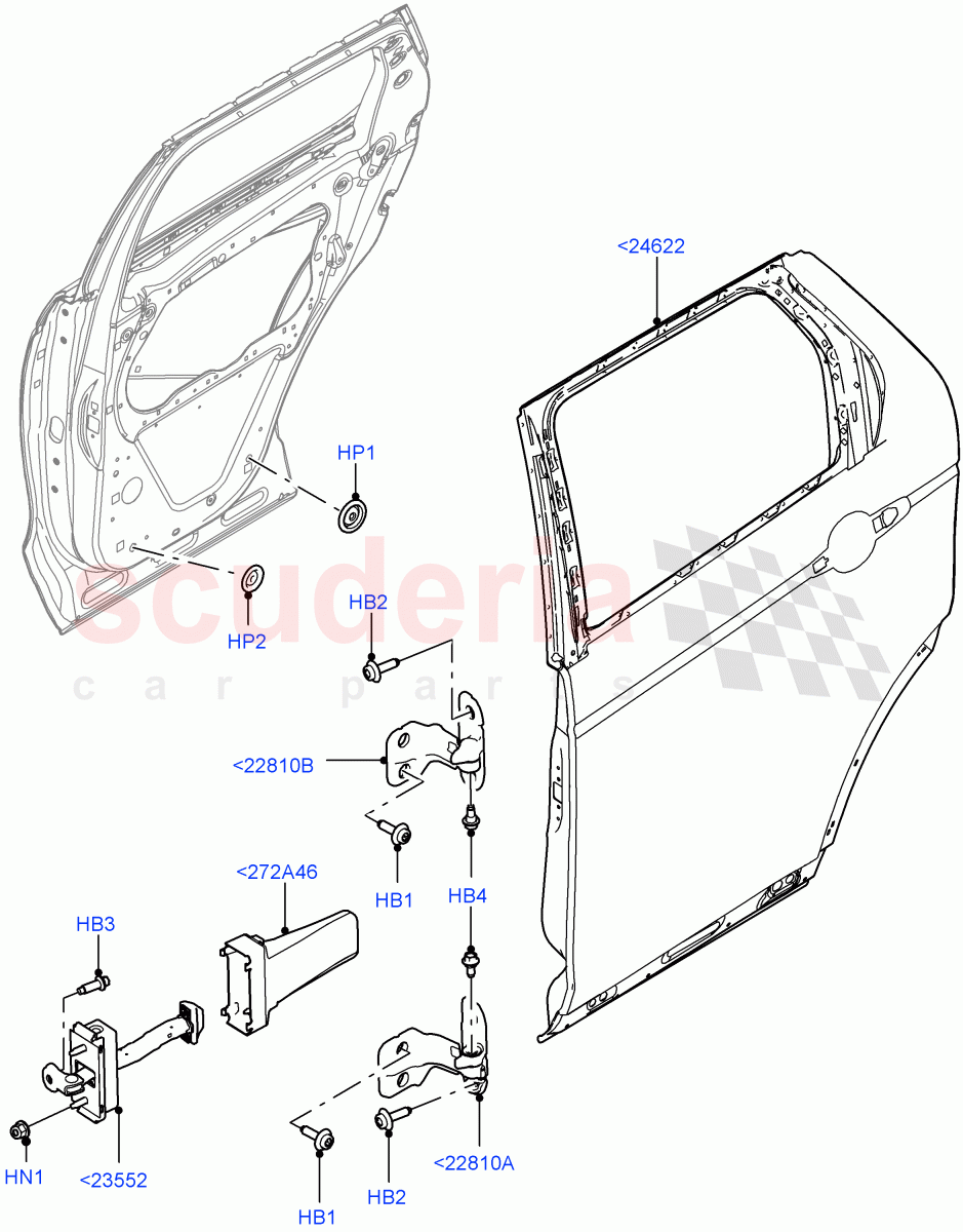 Rear Doors, Hinges & Weatherstrips (Door And Fixings) (Halewood (UK)) of Land Rover Land Rover Discovery Sport (2015+) [2.0 Turbo Diesel]