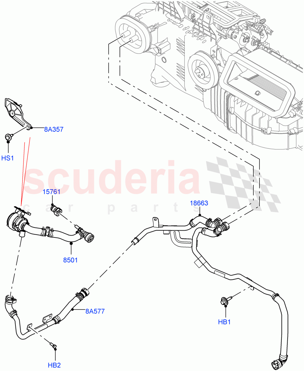 Heater Hoses (Front) (3.0L AJ20D6 Diesel High, With Ptc Heater, With Air Conditioning - Front/Rear, Less Heater, With Front Comfort Air Con (IHKA)) ((V) FROMLA000001) of Land Rover Land Rover Range Rover Sport (2014+) [2.0 Turbo Petrol GTDI]