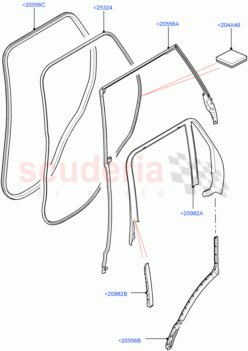 Rear Doors, Hinges & Weatherstrips (Finisher And Seals) of Land Rover Land Rover Range Rover (2012-2021) [5.0 OHC SGDI NA V8 Petrol]
