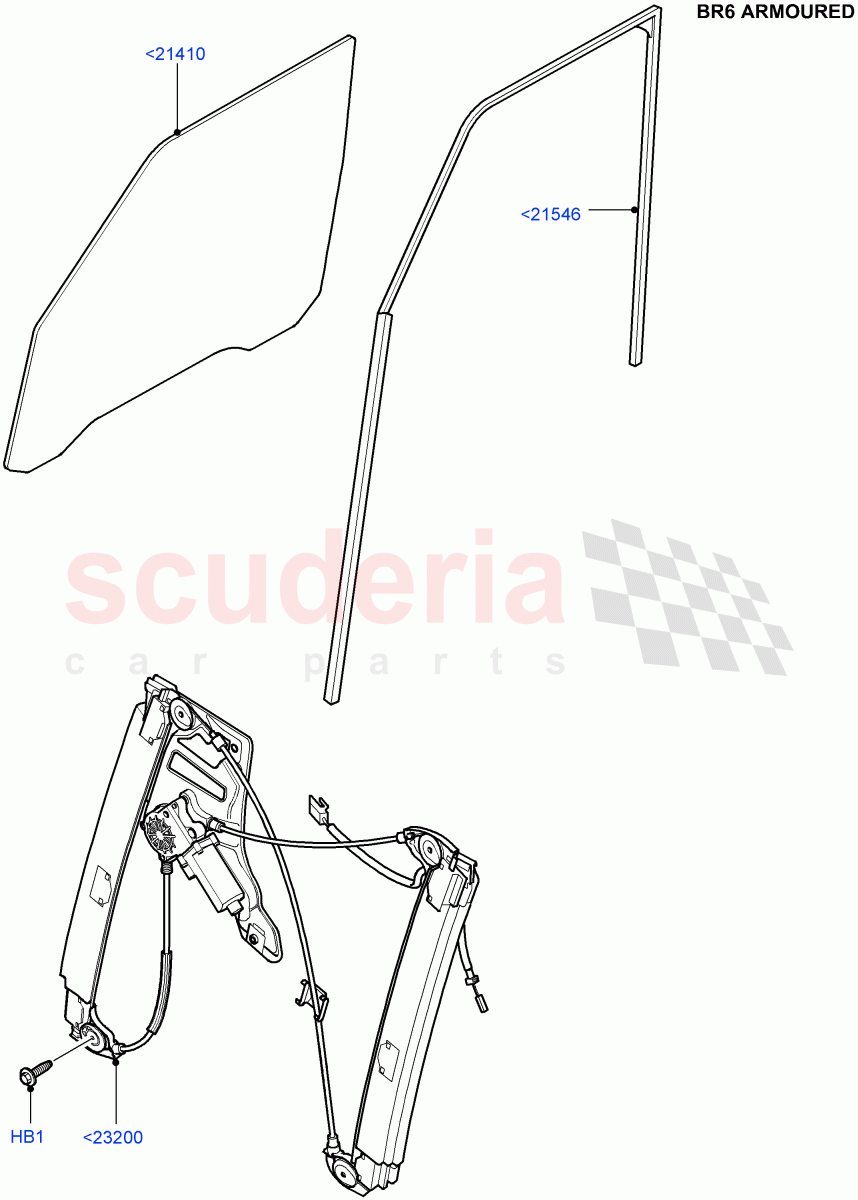 Front Door Glass & Window Controls (With B6 Level Armouring) ((V) FROMAA000001) of Land Rover Land Rover Range Rover (2010-2012) [4.4 DOHC Diesel V8 DITC]