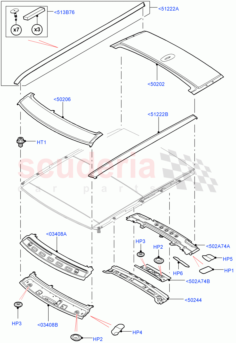 Roof - Sheet Metal (With Roof Conversion-Panorama Power, With Roof Conversion-Panorama Roof) of Land Rover Land Rover Range Rover (2012-2021) [2.0 Turbo Petrol AJ200P]