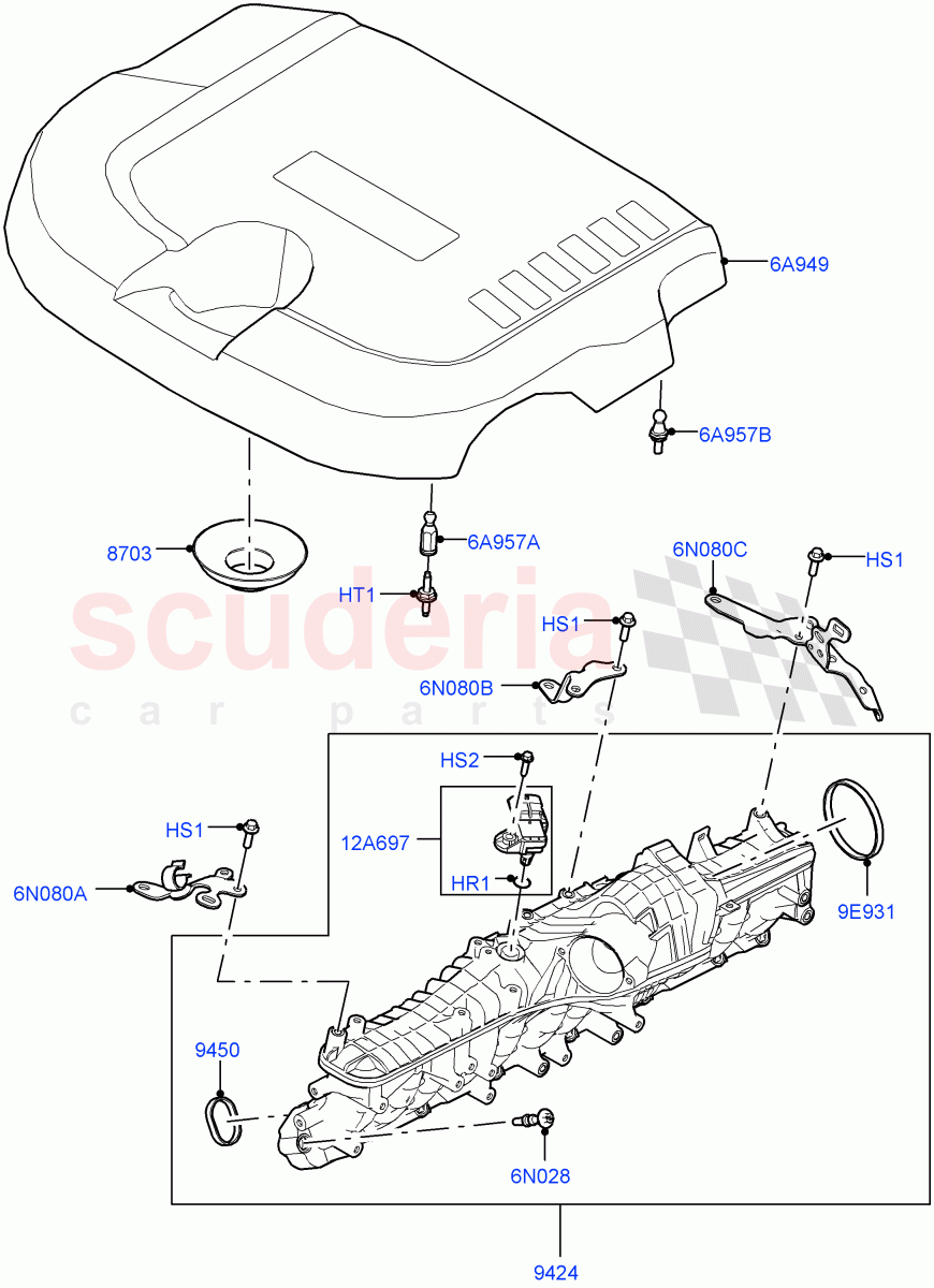 Inlet Manifold (Nitra Plant Build) (3.0L AJ20D6 Diesel High) ((V) FROMM2000001) of Land Rover Land Rover Defender (2020+) [3.0 I6 Turbo Diesel AJ20D6]
