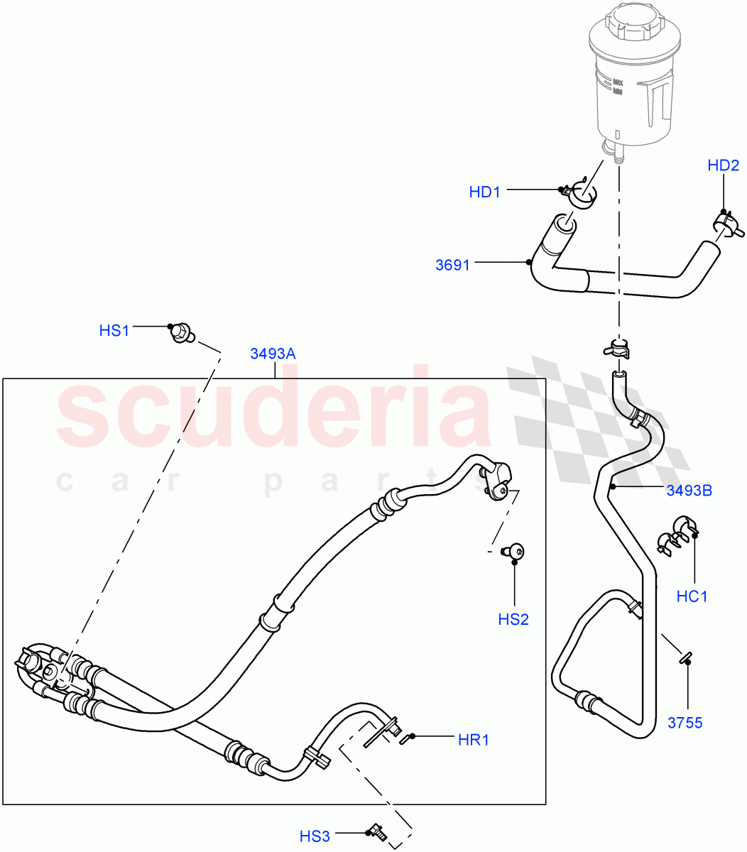 Supply & Return Hoses - Power Strg (Lion Diesel 2.7 V6 (140KW)) ((V) FROMAA000001) of Land Rover Land Rover Discovery 4 (2010-2016) [4.0 Petrol V6]