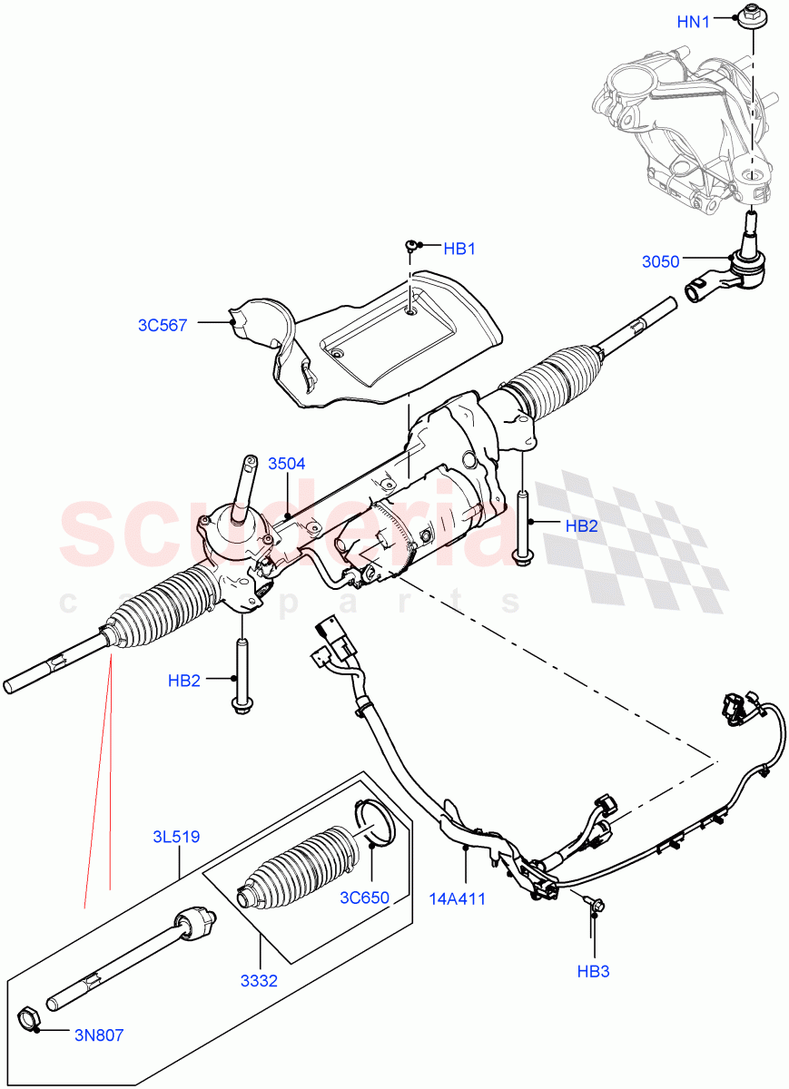 Steering Gear (Changsu (China)) ((V) FROMFG000001, (V) TOKG446856) of Land Rover Land Rover Discovery Sport (2015+) [2.0 Turbo Diesel AJ21D4]