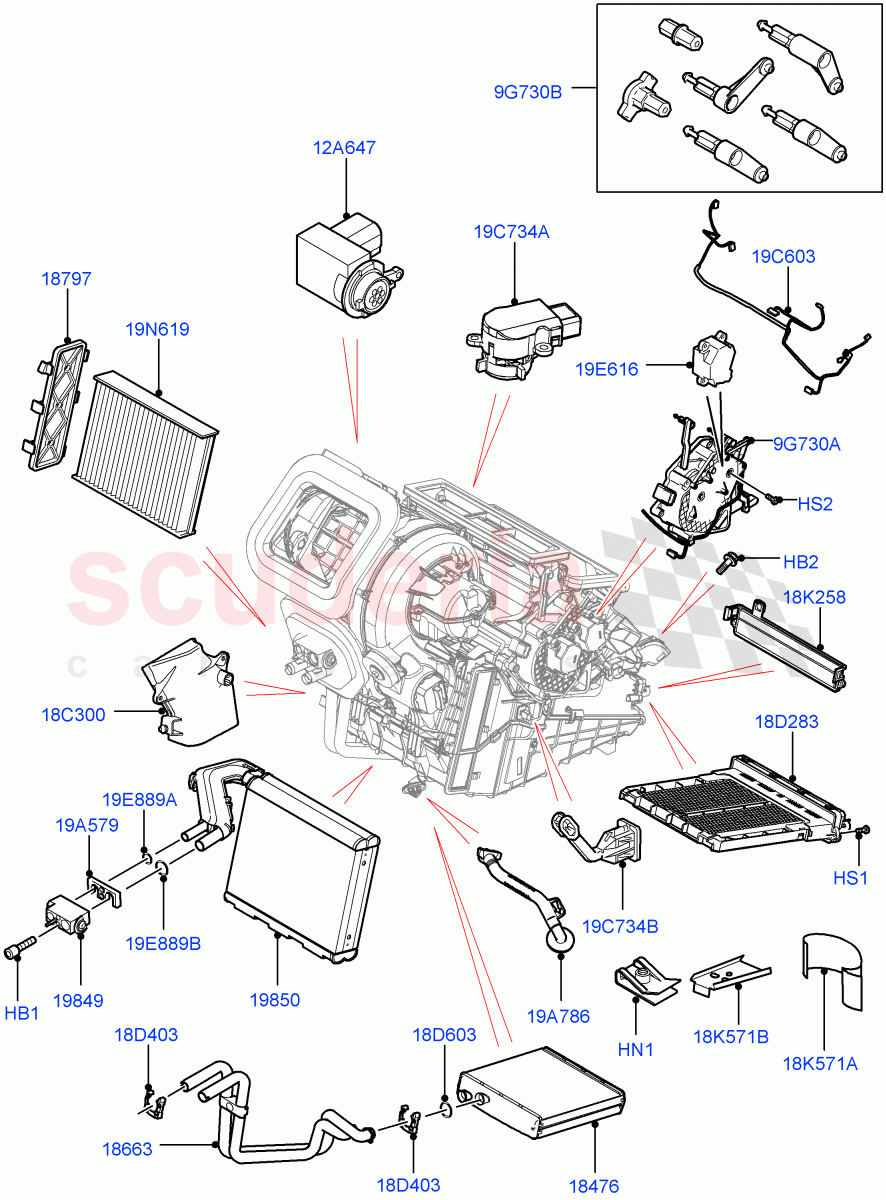 Heater/Air Cond.Internal Components (Main Unit) (Halewood (UK)) ((V) TOKH999999) of Land Rover Land Rover Discovery Sport (2015+) [2.0 Turbo Diesel AJ21D4]