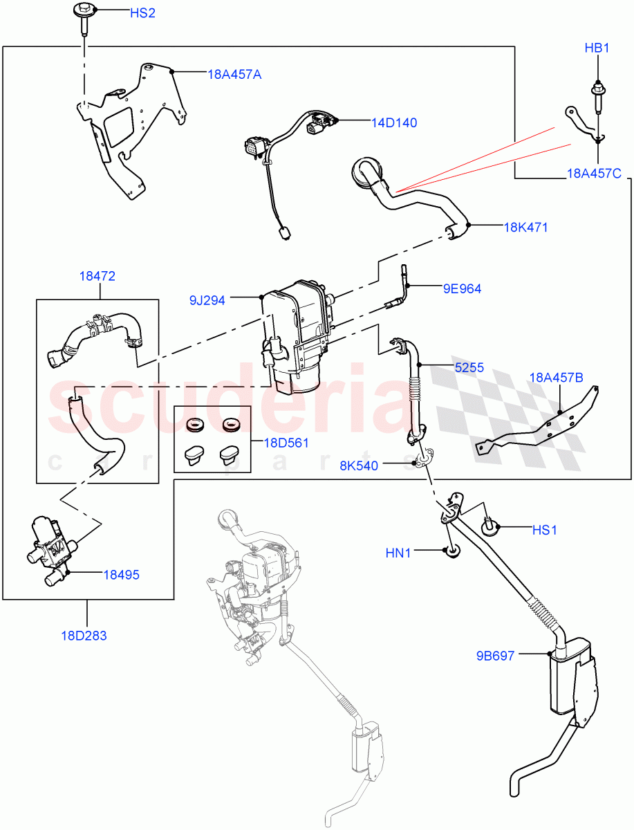 Auxiliary Fuel Fired Pre-Heater (Heater Components) (2.0L AJ200P Hi PHEV, With Fuel Fired Heater, Fuel Heater W/Pk Heat With Remote, Fuel Fired Heater With Park Heat) ((V) FROMJA000001) of Land Rover Land Rover Range Rover (2012-2021) [3.0 I6 Turbo Diesel AJ20D6]