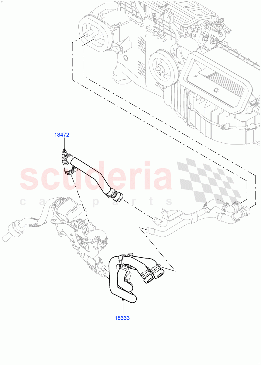 Heater Hoses (Front) (4.4L DOHC DITC V8 Diesel, Fuel Fired Heater With Park Heat, Fuel Heater W/Pk Heat With Remote) ((V) FROMKA000001) of Land Rover Land Rover Range Rover Sport (2014+) [3.0 I6 Turbo Diesel AJ20D6]