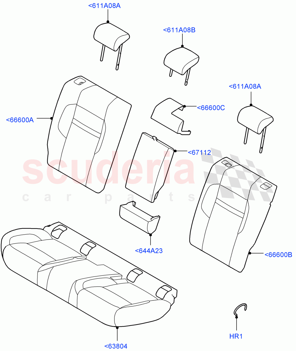 Rear Seat Covers (DIAMOND PERFORATED TAURUS PVCP, Changsu (China)) of Land Rover Land Rover Range Rover Evoque (2019+) [2.0 Turbo Diesel AJ21D4]