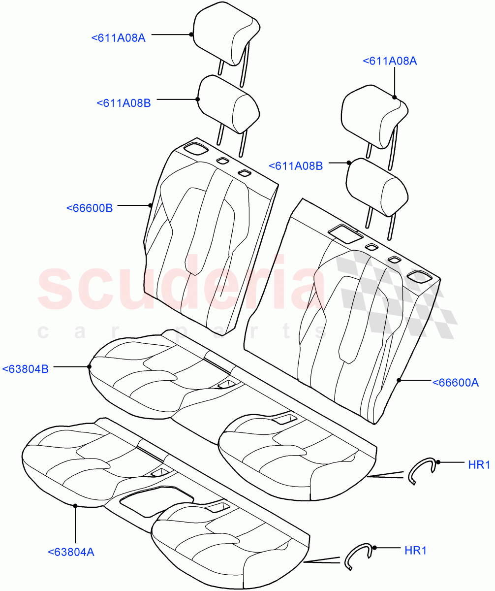 Rear Seat Covers (Taurus Leather Perforated, Halewood (UK), With 2 Rear Small Individual Seats, With 2 Individual Second Row Seats) of Land Rover Land Rover Range Rover Evoque (2012-2018) [2.0 Turbo Diesel]