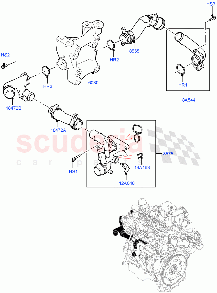 Thermostat/Housing & Related Parts (2.0L AJ21D4 Diesel Mid, Halewood (UK)) ((V) FROMMH000001) of Land Rover Land Rover Discovery Sport (2015+) [2.0 Turbo Diesel AJ21D4]