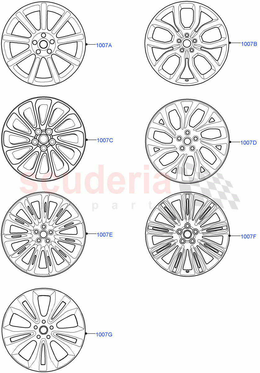Wheels (Version - Core, Less Version Package, Limited Package) of Land Rover Land Rover Range Rover (2012-2021) [3.0 I6 Turbo Petrol AJ20P6]