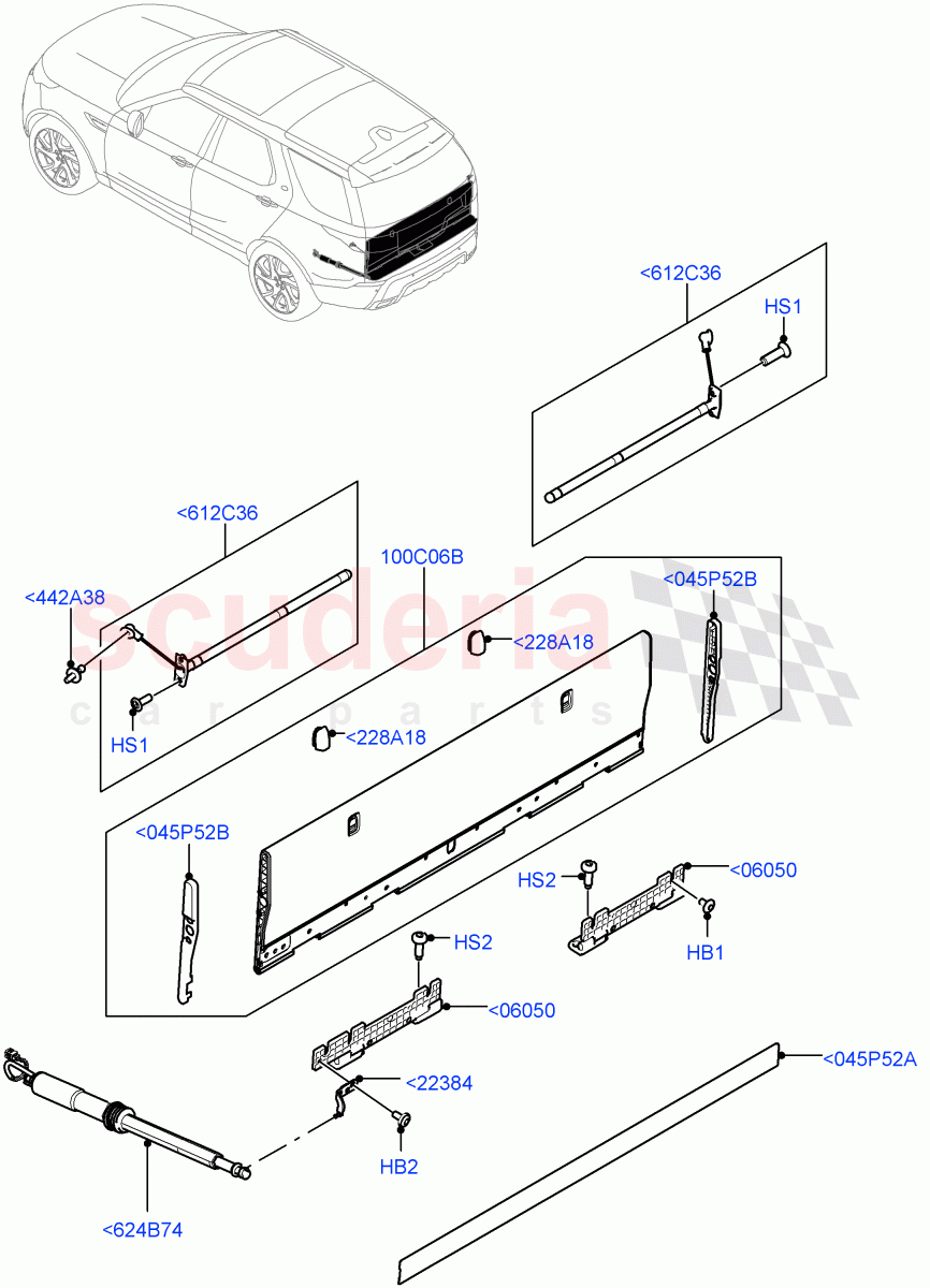 Load Compartment Trim (Power Deployable, Floor, Solihull Plant Build) (Inner Tailgate - Powered) ((V) FROMHA000001) of Land Rover Land Rover Discovery 5 (2017+) [3.0 Diesel 24V DOHC TC]