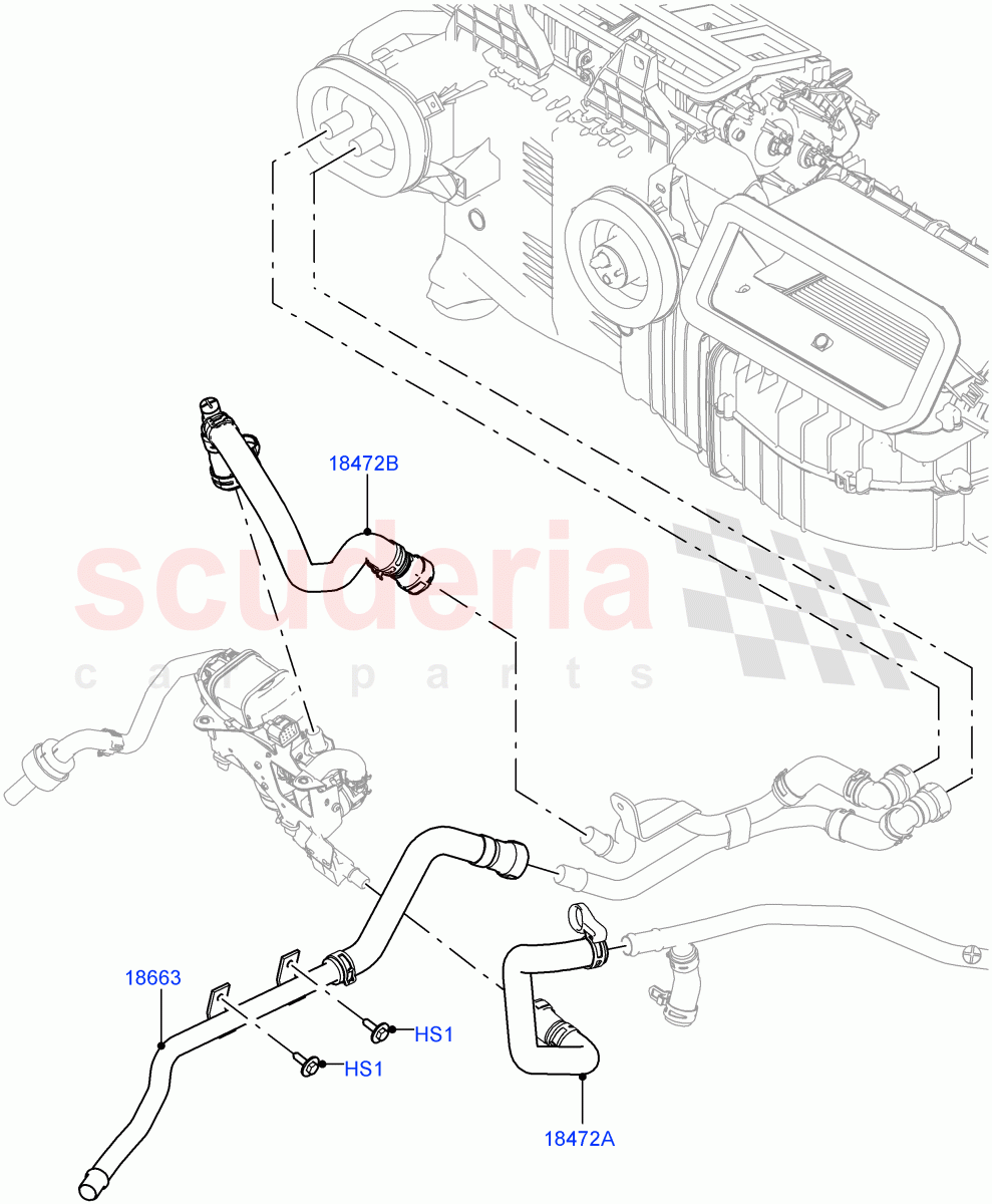 Heater Hoses (Solihull Plant Build) (3.0 V6 D Gen2 Mono Turbo, With Fuel Fired Heater, Less Park Heating, 3.0 V6 D Low MT ROW) ((V) FROMJA000001, (V) TOJA999999) of Land Rover Land Rover Discovery 5 (2017+) [2.0 Turbo Diesel]