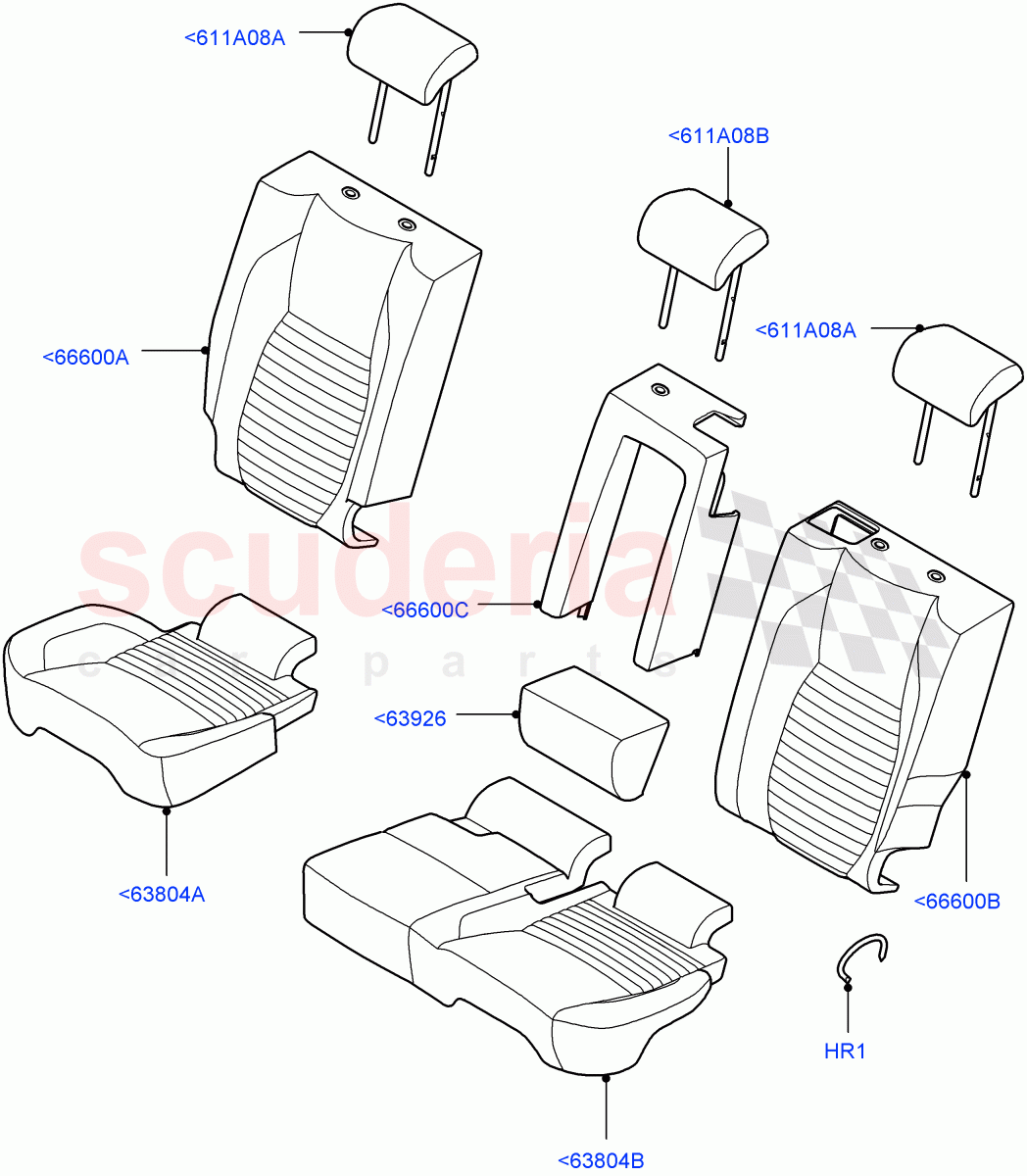 Rear Seat Covers (Taurus Leather Perforated, Itatiaia (Brazil), With 60/40 Manual Fold Thru Rr Seat) ((V) FROMLT000001) of Land Rover Land Rover Discovery Sport (2015+) [2.0 Turbo Petrol GTDI]