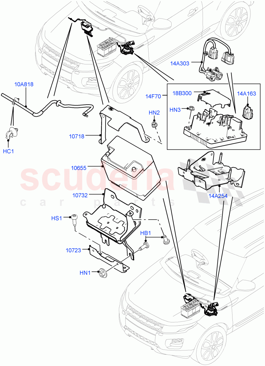 Battery And Mountings (Itatiaia (Brazil), Starter - Stop/Start System) ((V) FROMGT000001) of Land Rover Land Rover Range Rover Evoque (2012-2018) [2.0 Turbo Petrol AJ200P]