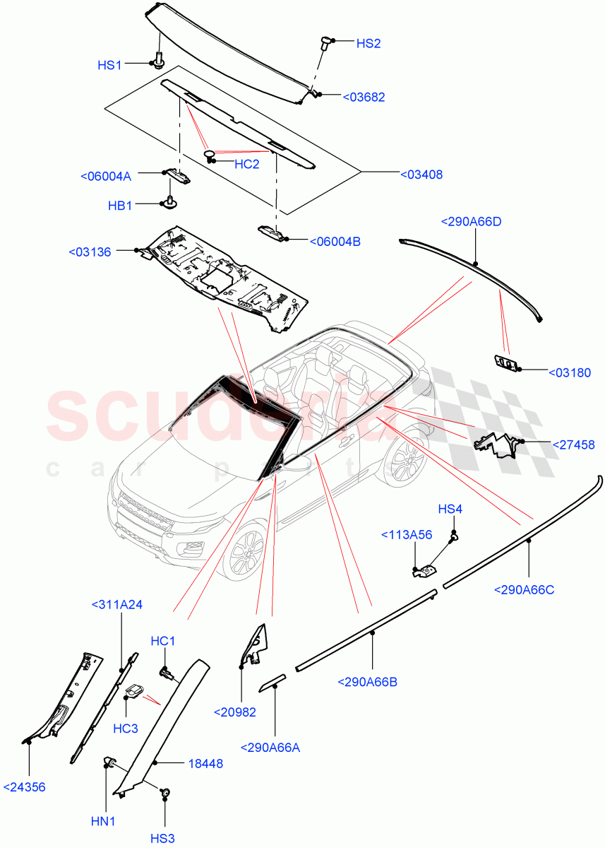 Front Doors, Hinges & Weatherstrips (2 Door Convertible, Halewood (UK)) of Land Rover Land Rover Range Rover Evoque (2012-2018) [2.0 Turbo Petrol GTDI]