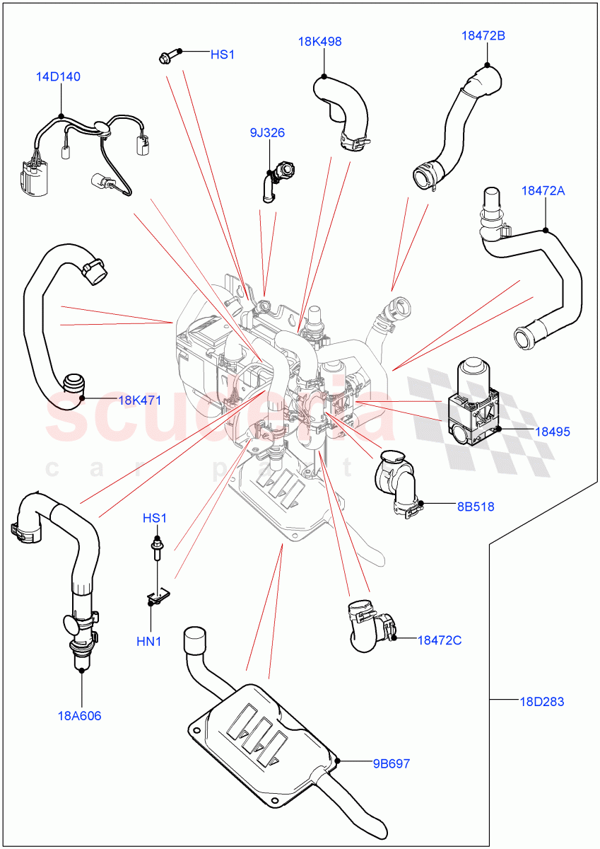 Auxiliary Fuel Fired Pre-Heater (External Components) (3.0L AJ20P6 Petrol High, Fuel Heater W/Pk Heat With Remote, 3.0L AJ20D6 Diesel High) ((V) FROMMA000001) of Land Rover Land Rover Range Rover Velar (2017+) [3.0 DOHC GDI SC V6 Petrol]
