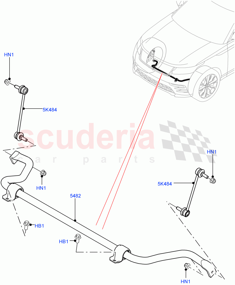 Front Cross Member & Stabilizer Bar (Conventional Stabilizer Bar) of Land Rover Land Rover Range Rover Velar (2017+) [3.0 DOHC GDI SC V6 Petrol]