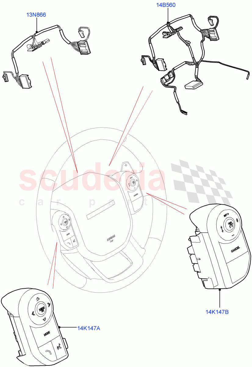 Switches (Steering Wheel, Solihull Plant Build) ((V) FROMHA000001) of Land Rover Land Rover Discovery 5 (2017+) [3.0 I6 Turbo Petrol AJ20P6]