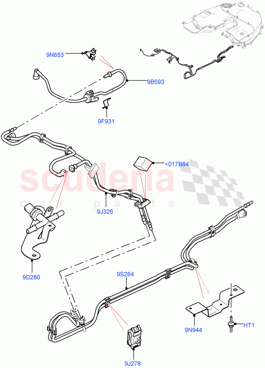 Fuel Lines (Front, Nitra Plant Build) (3.0L DOHC GDI SC V6 PETROL) ((V) FROMK2000001) of Land Rover Land Rover Discovery 5 (2017+) [3.0 DOHC GDI SC V6 Petrol]
